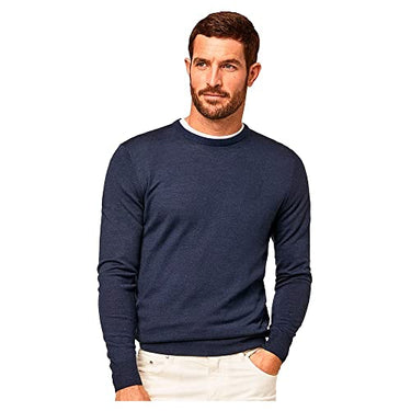 Hackett London Herren GMD Merino Silk Crew Pullover, Blue (Navy), im Sale